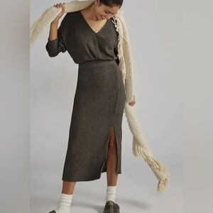 Anthropologie / Daily Practice | Barre Midi Knit Sweater Dress in Carbon Gray, S